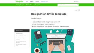 TotalJobs Resignation Letter Examples