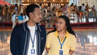 Quinta Brunson as Janine and Tyler James Williams as Gregory in Abbott Elementary Season 4