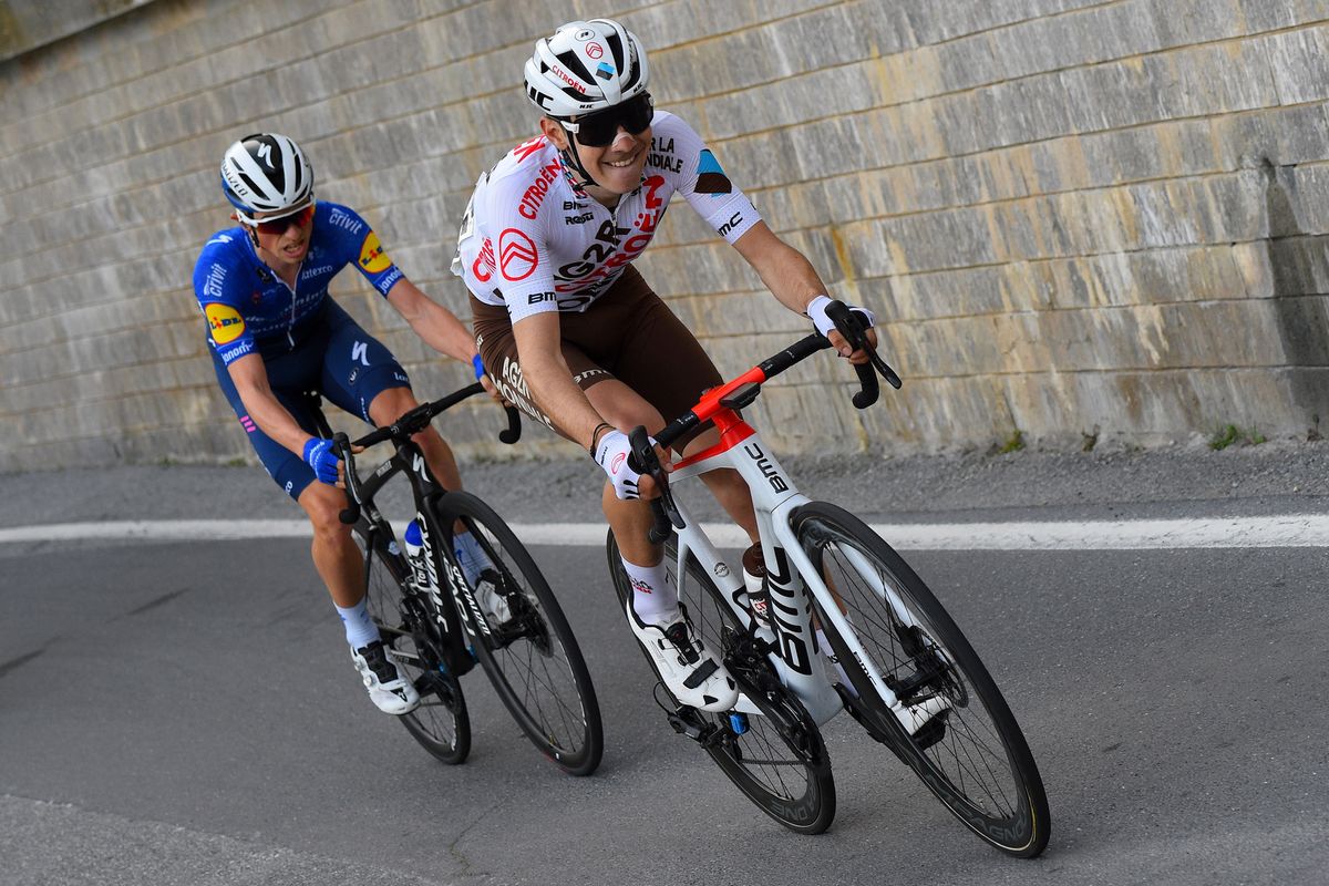 Trofeo Laigueglia 2021 58th Edition Laigueglia Laigueglia 202 km 03032021 Clement Champoussin FRA AG2R Citroen Team James Knox GBR Deceuninck QuickStep photo Dario BelingheriBettiniPhoto2021