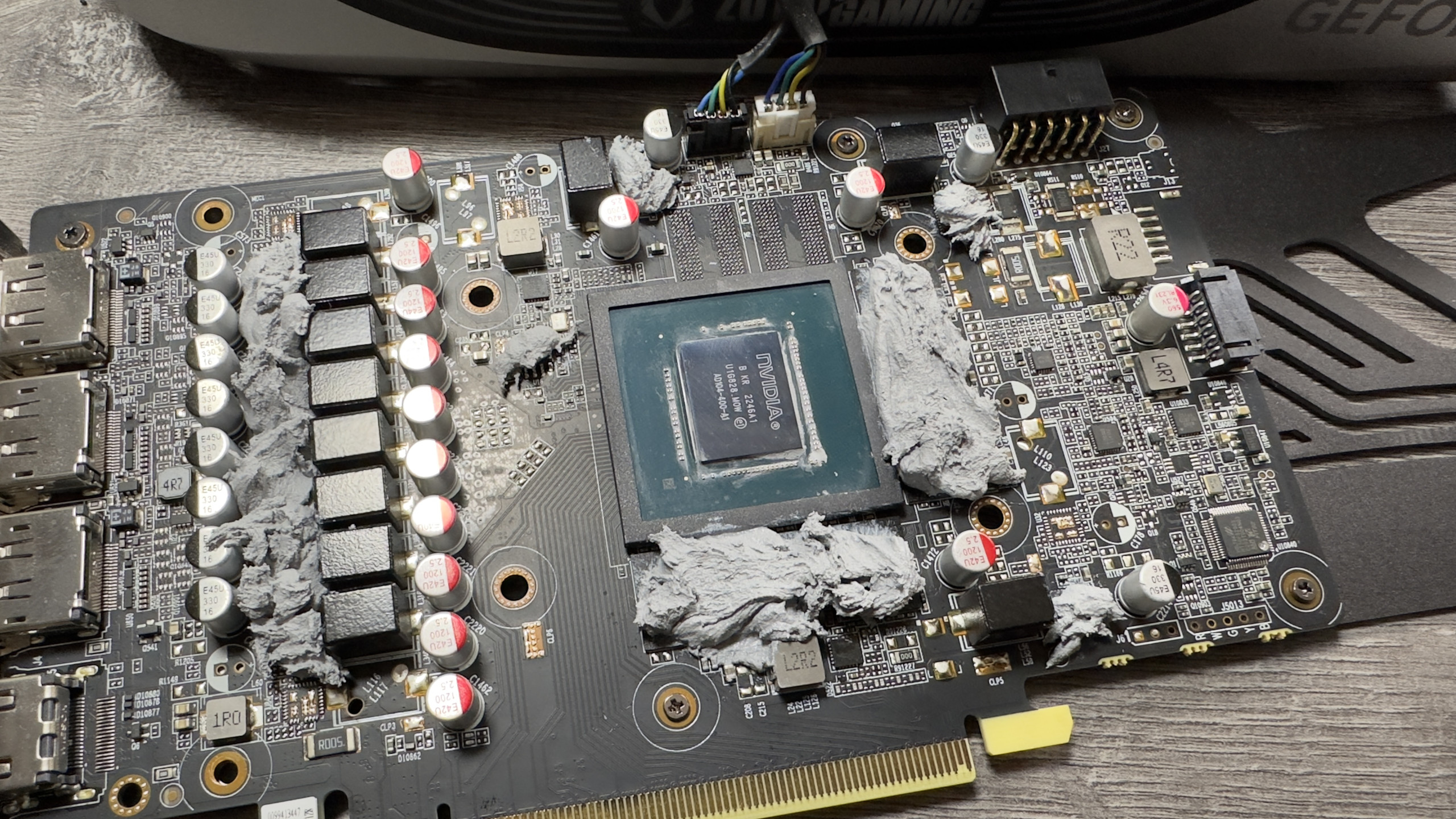 Photo of Thermal Grizzly TG Putty applied to a graphics card