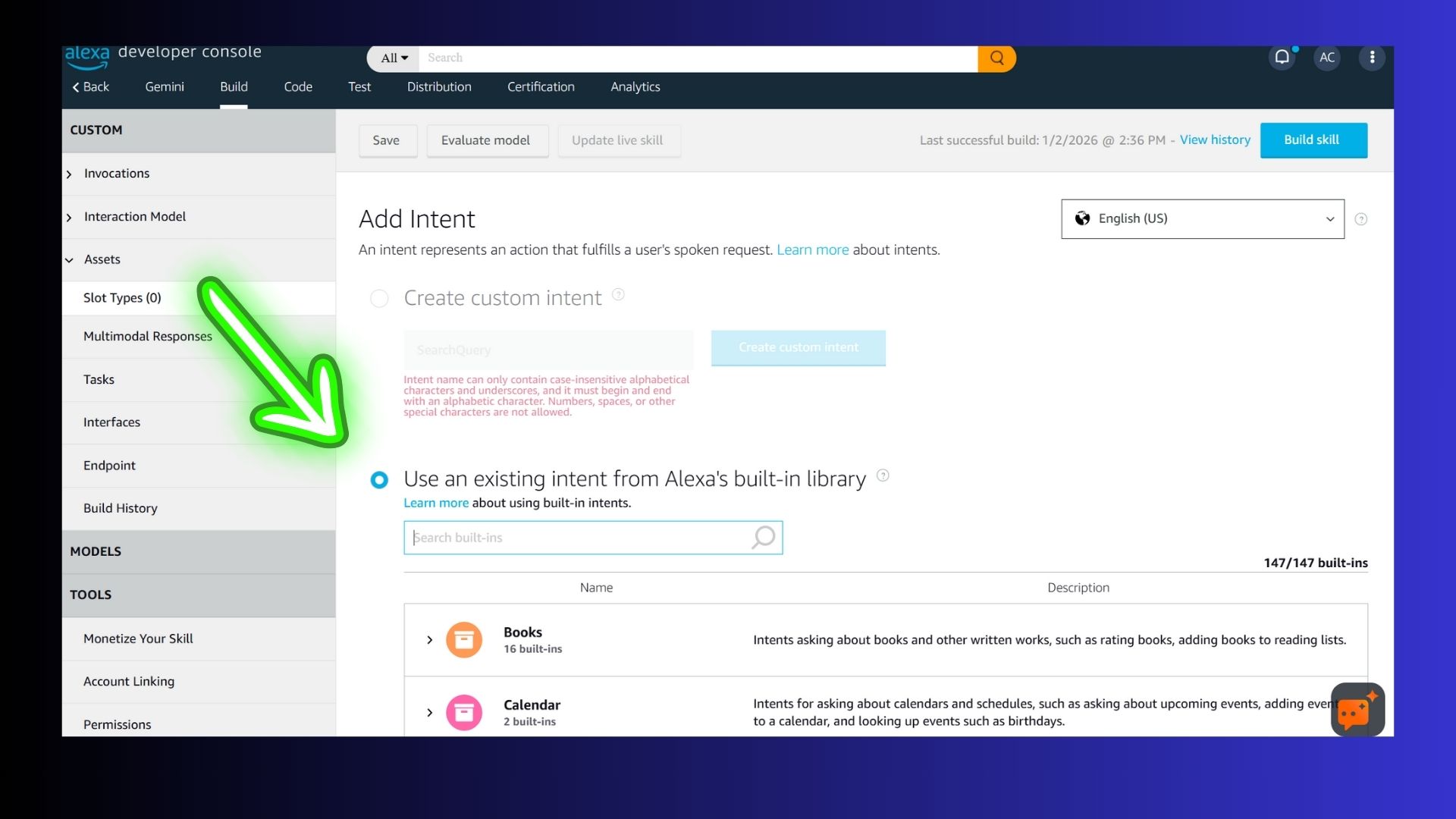 screenshot of intent