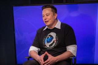 Elon Musk, CEO and lead designer, SpaceX, participates in a post launch news conference for the NASA SpaceX Crew Demo-2 mission at Kennedy Space Center, May 30, 2020, in Cape Canaveral, Florida