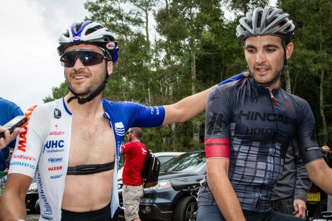 Lucas Euser (UnitedHealthcare) congratulates Joey Rosskopf for his second place finish.