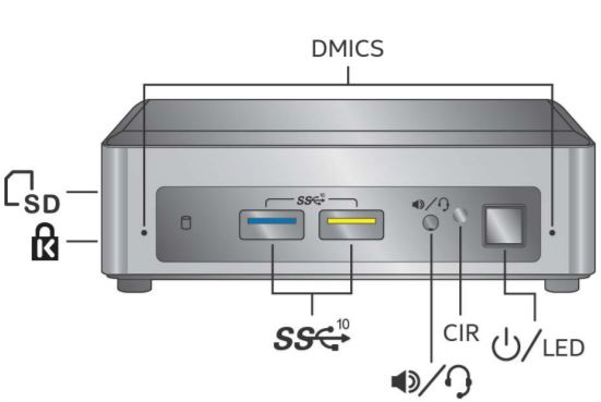 Intel NUC Kit NUC8i3BEK/NUC8i5BEK Features – Front