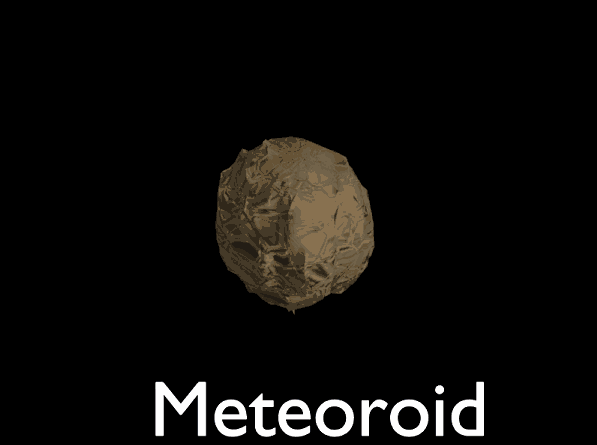 A small interplanetary fragment, or meteoroid, is spotted as a meteor trail in the night sky. If this fragment survives to reach the Earth's surface, it becomes a meteorite, or "stone from the sky."