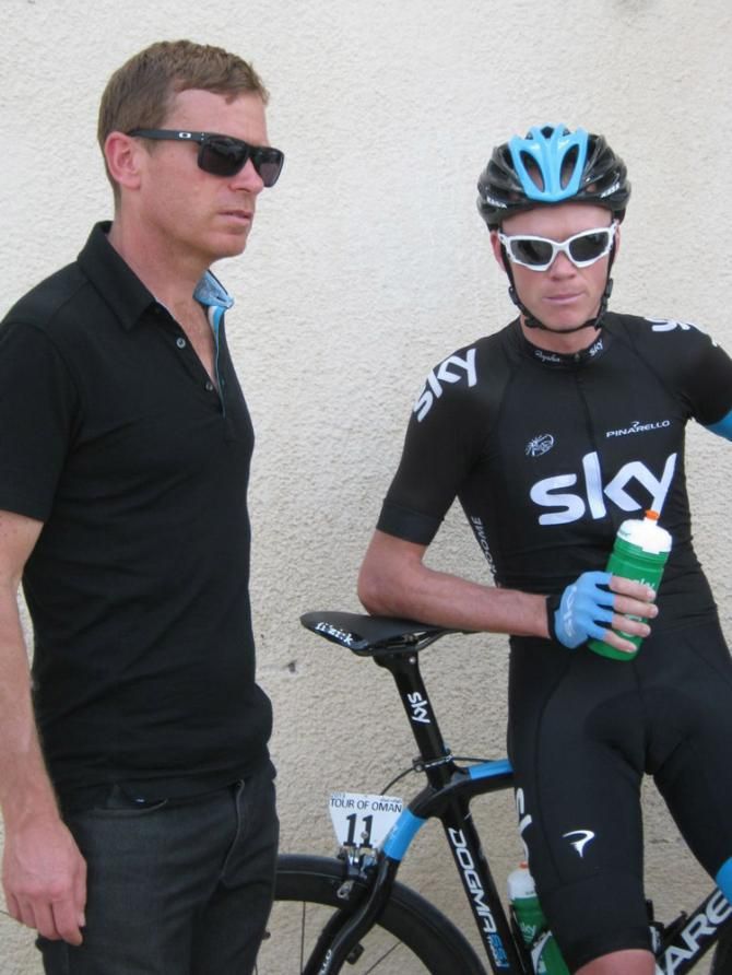 Team Sky coach Tim Kerrison and Chris Froome