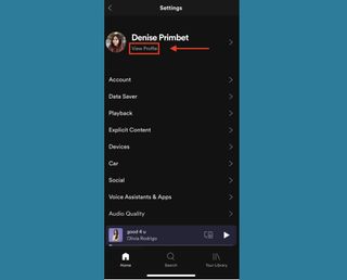 how to change spotify display name - view profile