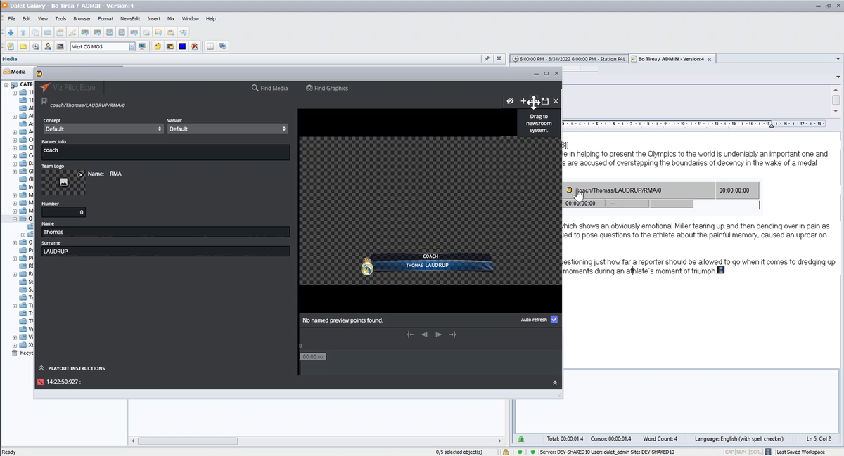 Vizrt Integrates HTML Graphics System with Dalet News Production System - Vimarsana News
