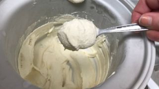 kitchenaid ice cream maker making vanilla ice cream