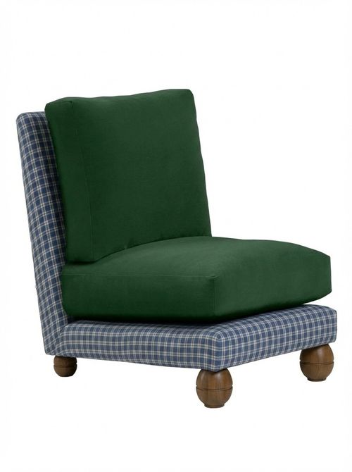 Perch Slipper Armchair in Well Plaid Frame