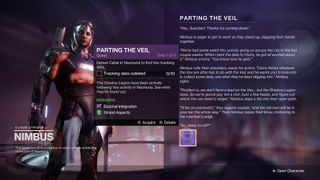 Destiny 2 Lightfall Parting the Veil quest start speaking to Nimbus