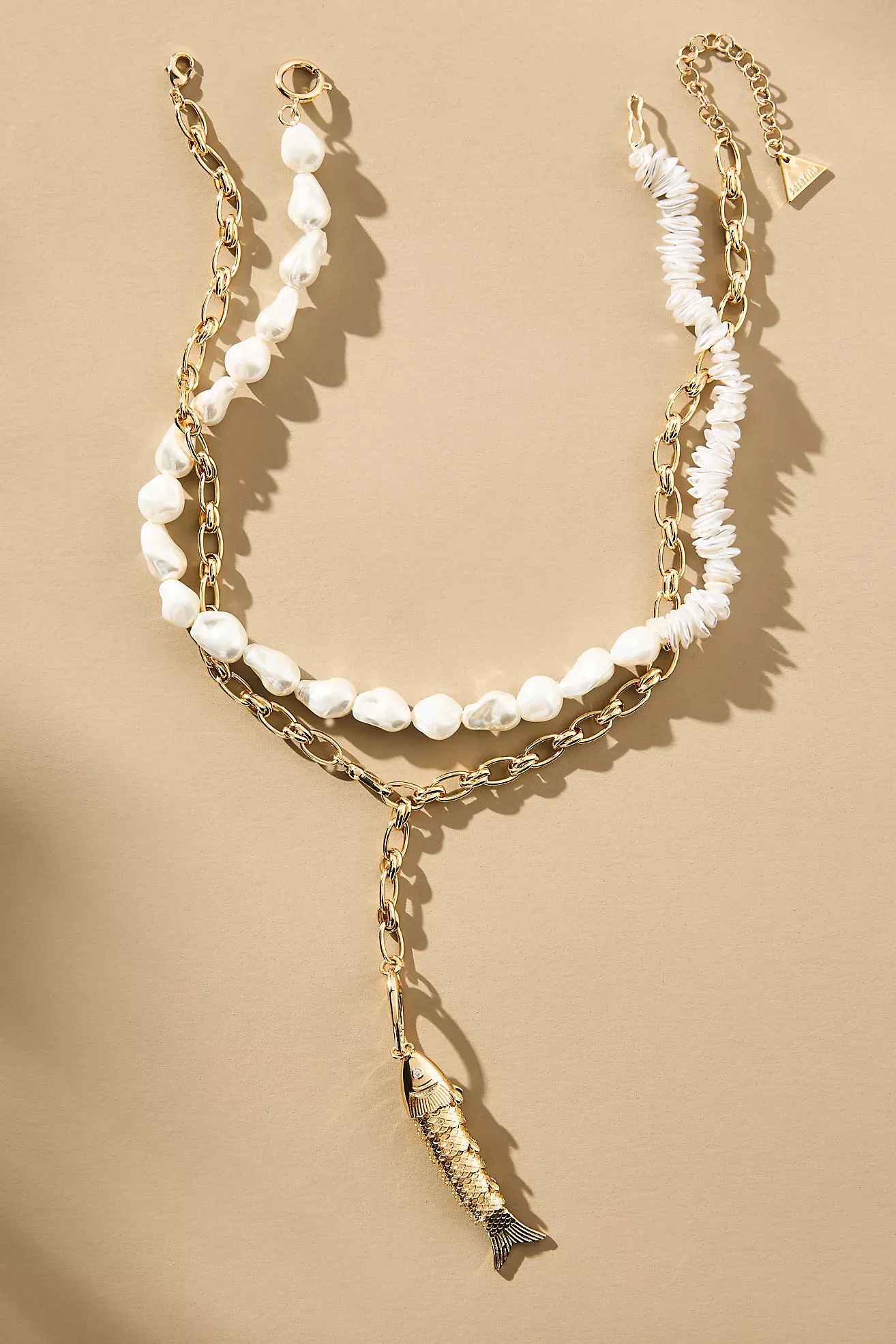 Mixed Pearl Layered Charm Necklace