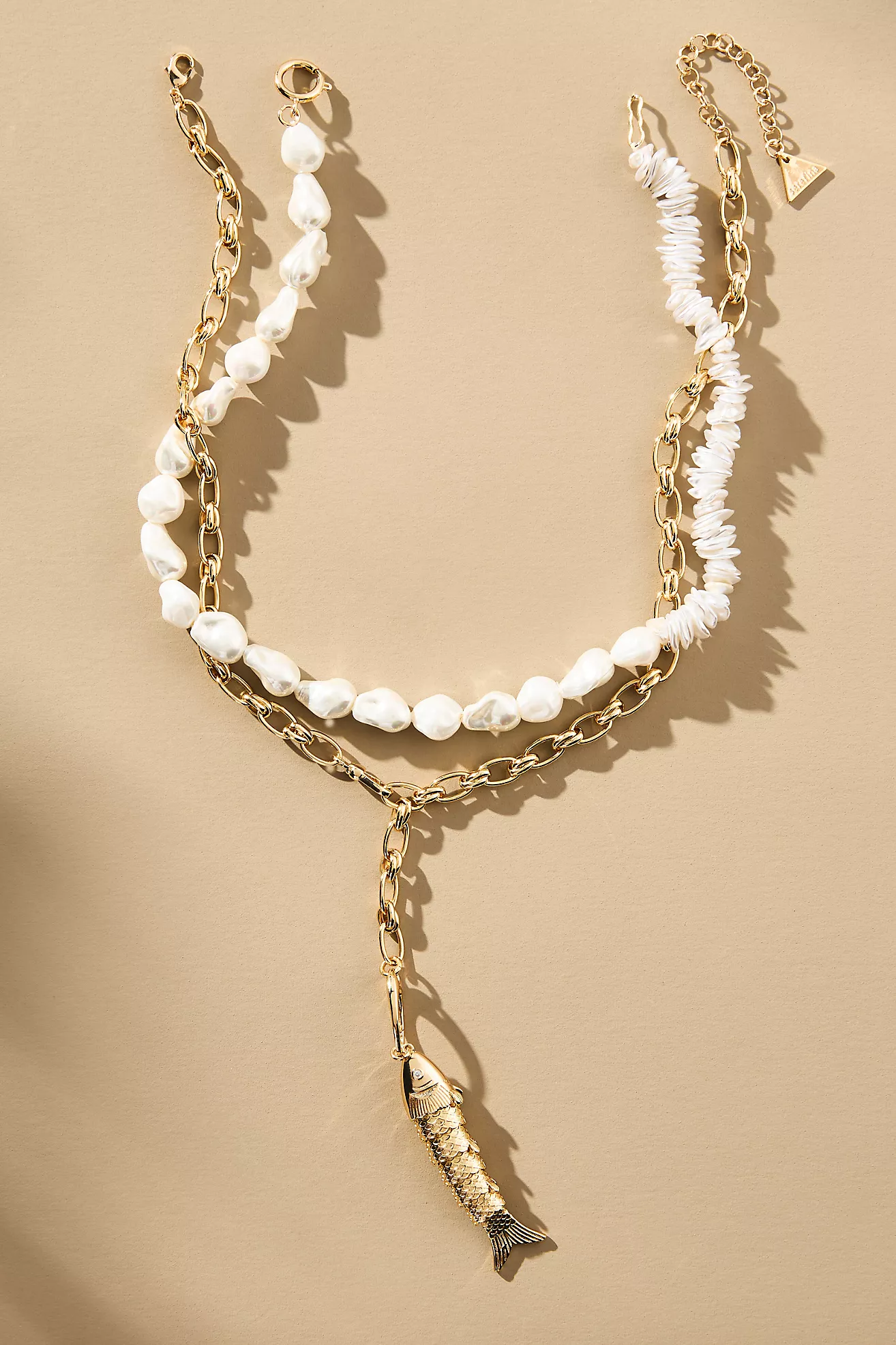 Mixed Pearl Layered Charm Necklace