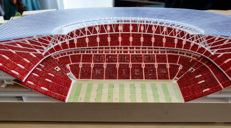 Manchester United unveil plans for a new stadium adjacent to Old Trafford at a launch event in March 2025.