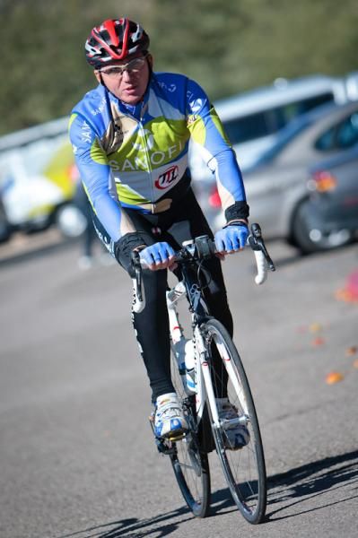 Team director Vassili Davidenko still finds time to get out and ride with his guys.