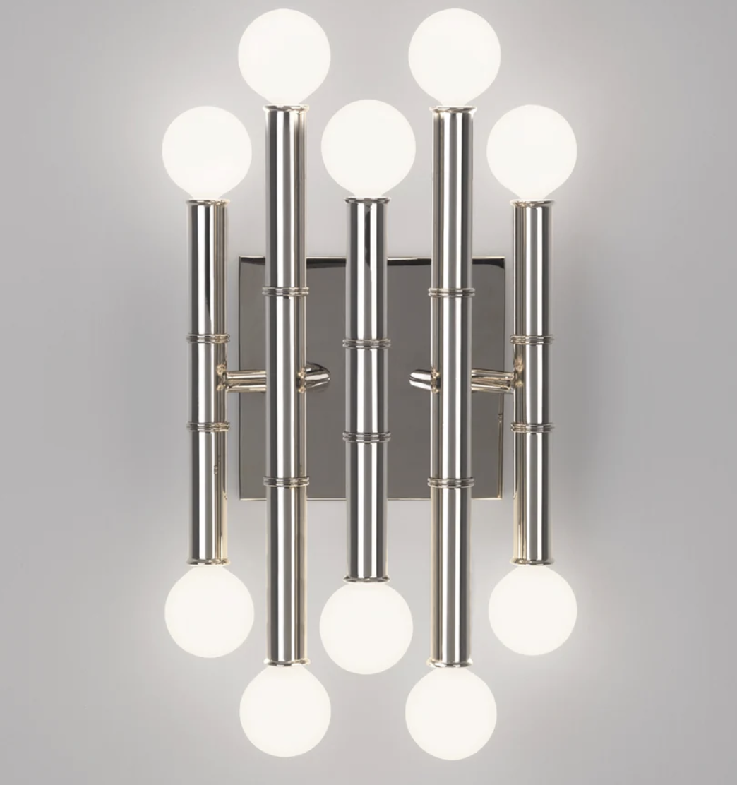 A silver 5-arm wall sconce