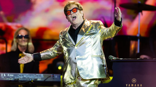 Elton John performs on the Pyramid stage at Glastonbury