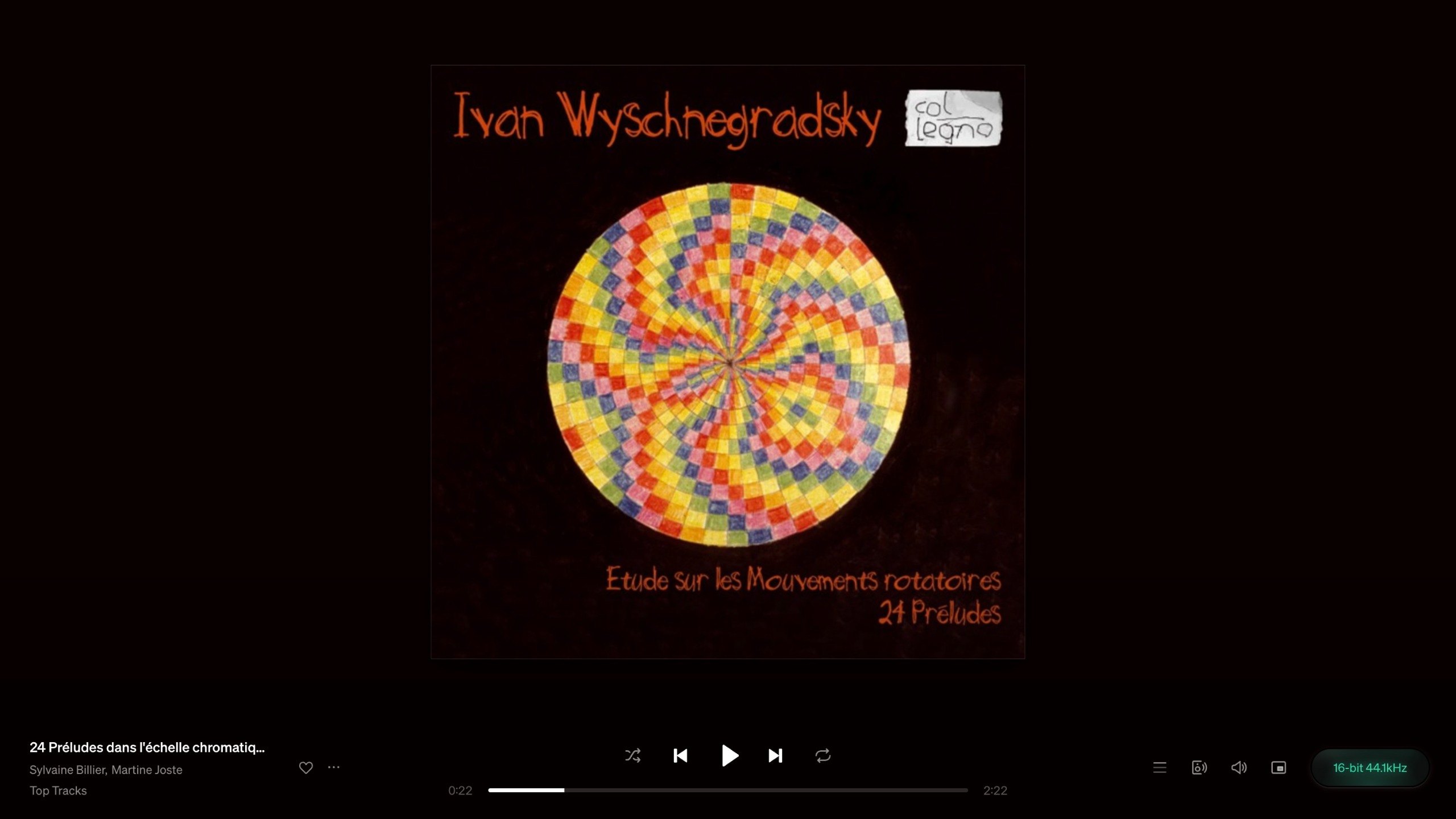 Ivan Wyschnegradsky's album playing on Tidal