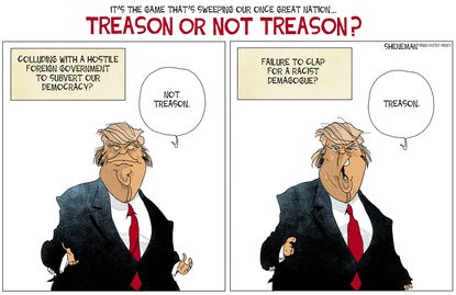 Political cartoon U.S. Trump treason Russia investigation