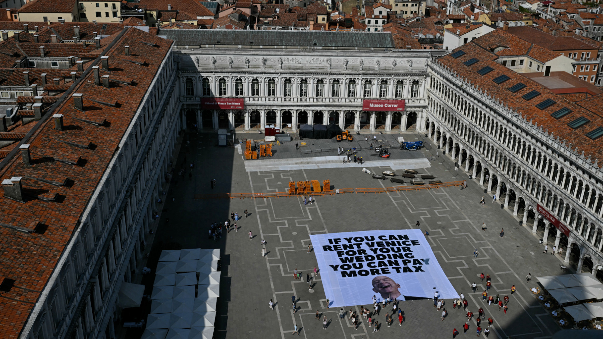 A protest against Jeff Bezos in Venice