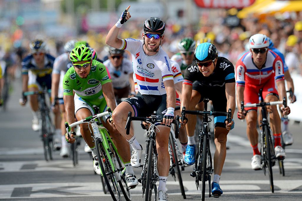 Cycling : 100th Tour de France 2013 / Stage 5
Arrival / Mark Cavendish (GBr) Celebration Joie Vreugde / Edvald Boasson Hagen (Nor)/ Peter Sagan (Svk)/
Cagnes-Sur-Mer - Marseille (228,5 Km)/
Ronde van Frankrijk TDF / Rite Etape (c)Tim De Waele