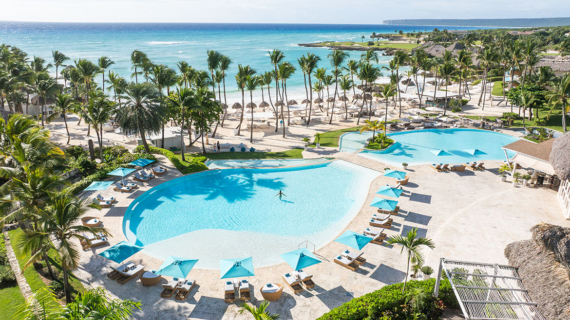The pool at Eden Roc Cap Cana aerial view