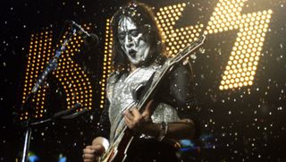 Ace Frehley performs onstage with Kiss at the Arco Arena in Sacramento, California on August 28, 1996