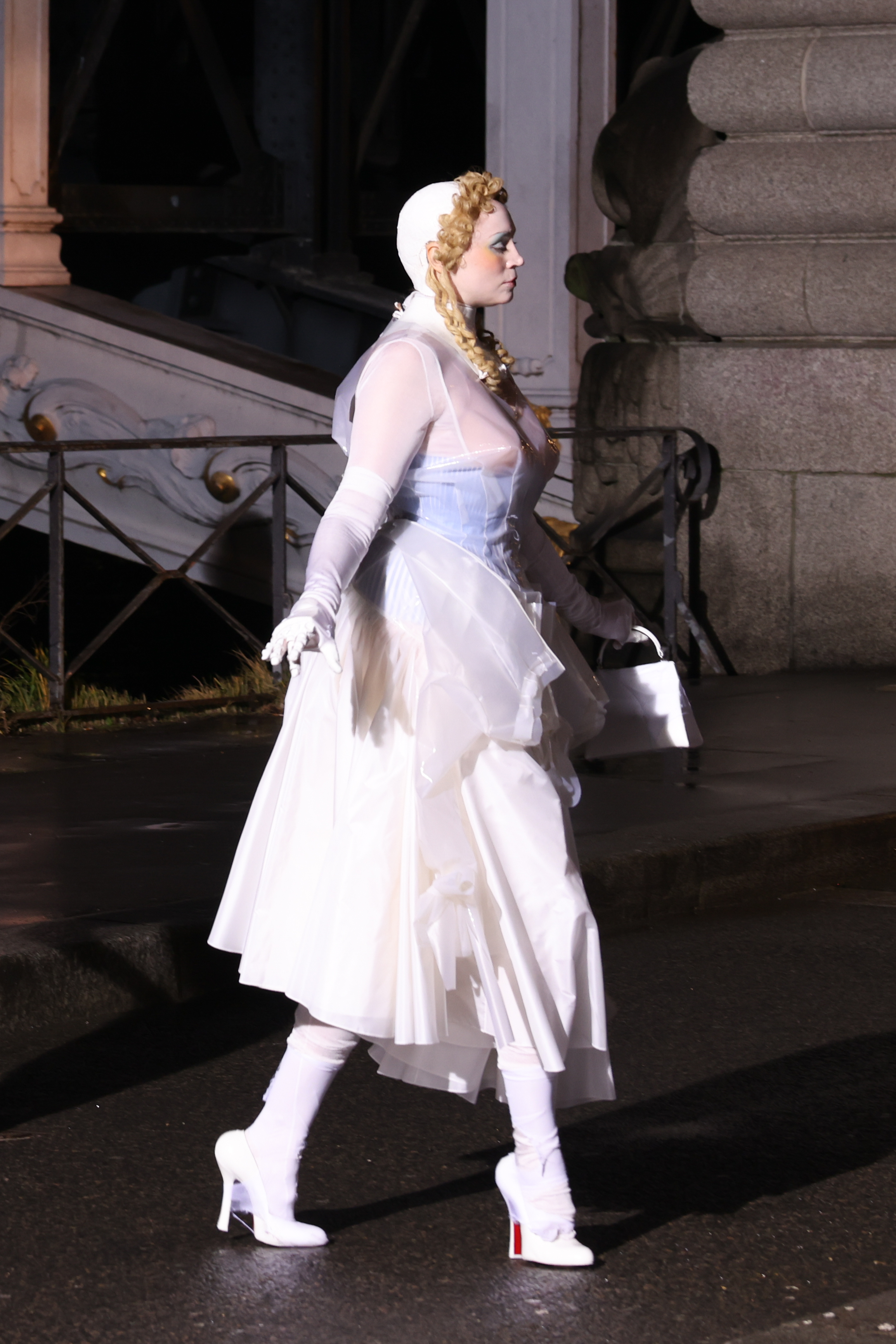 Gwendoline Christie walking the Maison Margiela runway