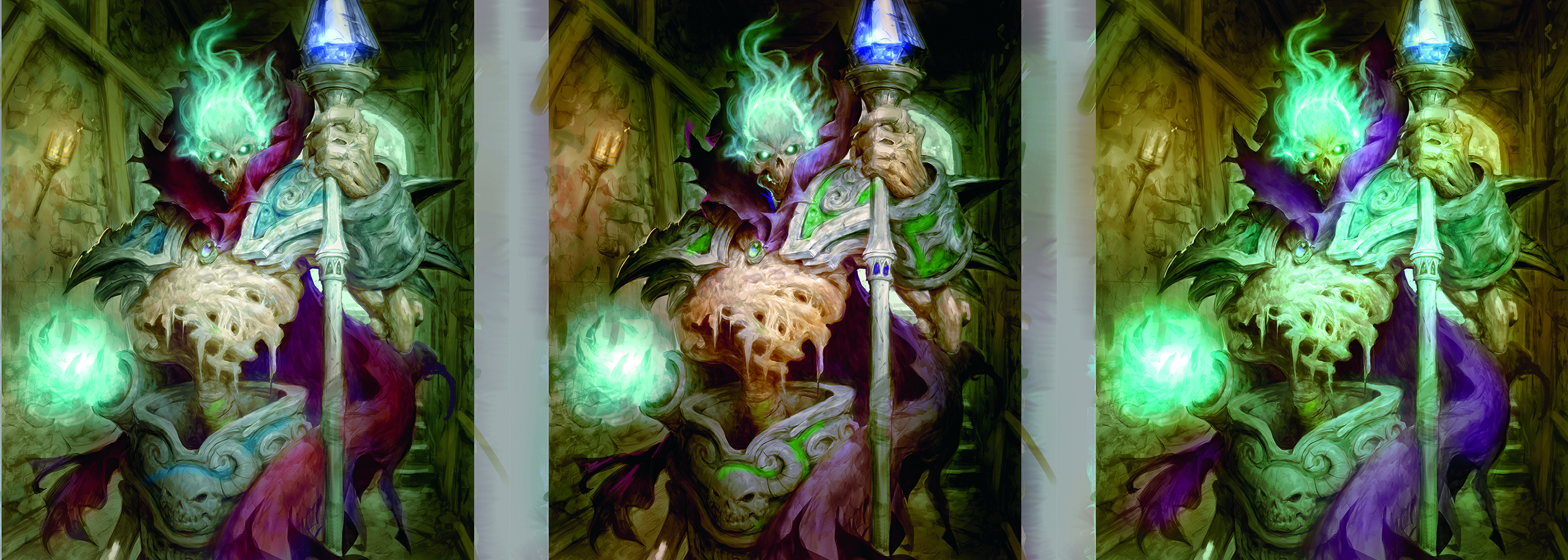 Digital art showing fantasy character card art in progress