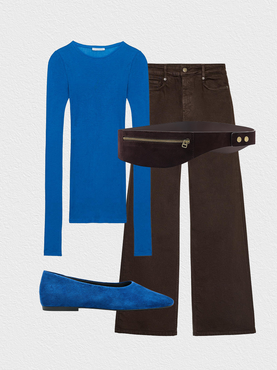 Zara blue and brown outfit