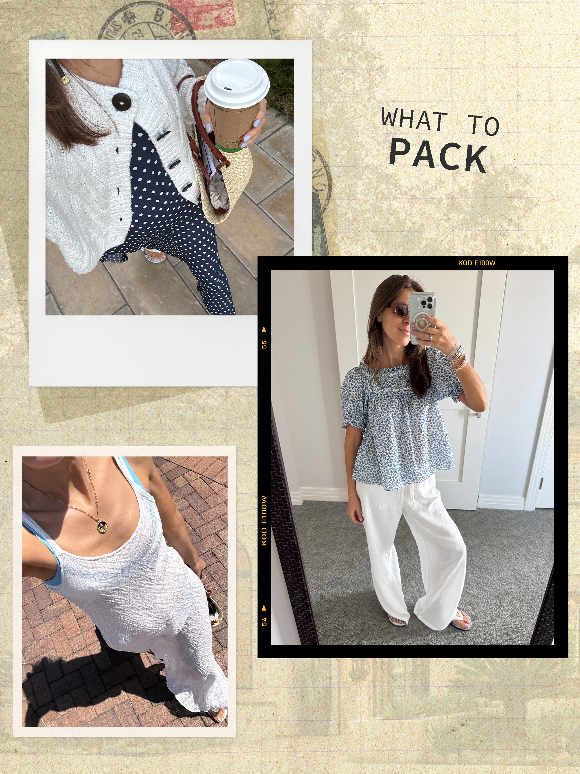 Fashion editor Judith Jones in various coastal-chic outfits.