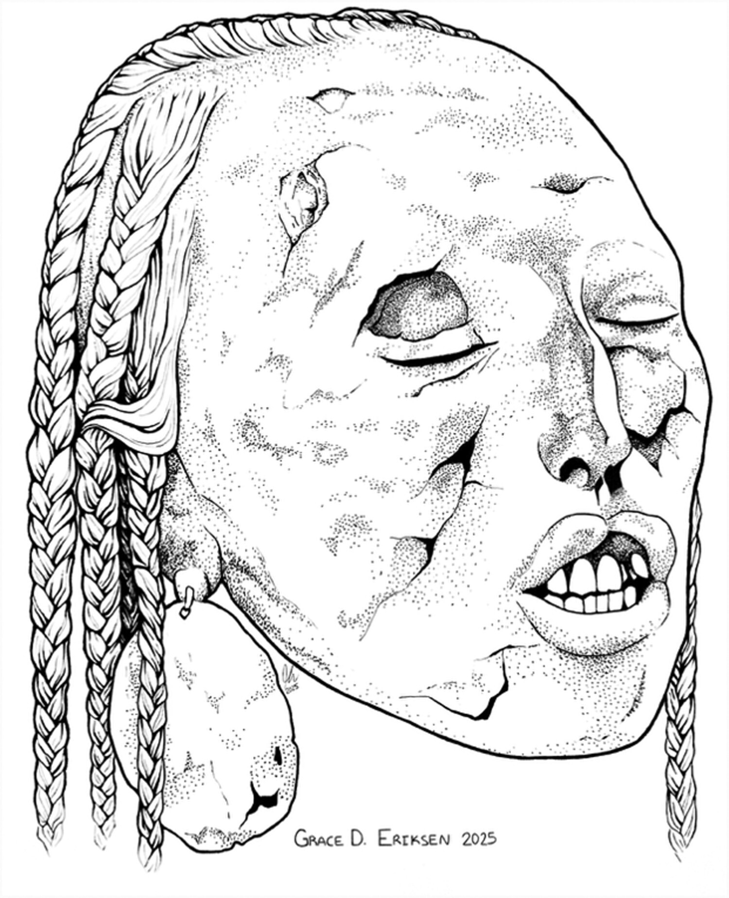 An illustration of the newly analyzed Andean trophy head.