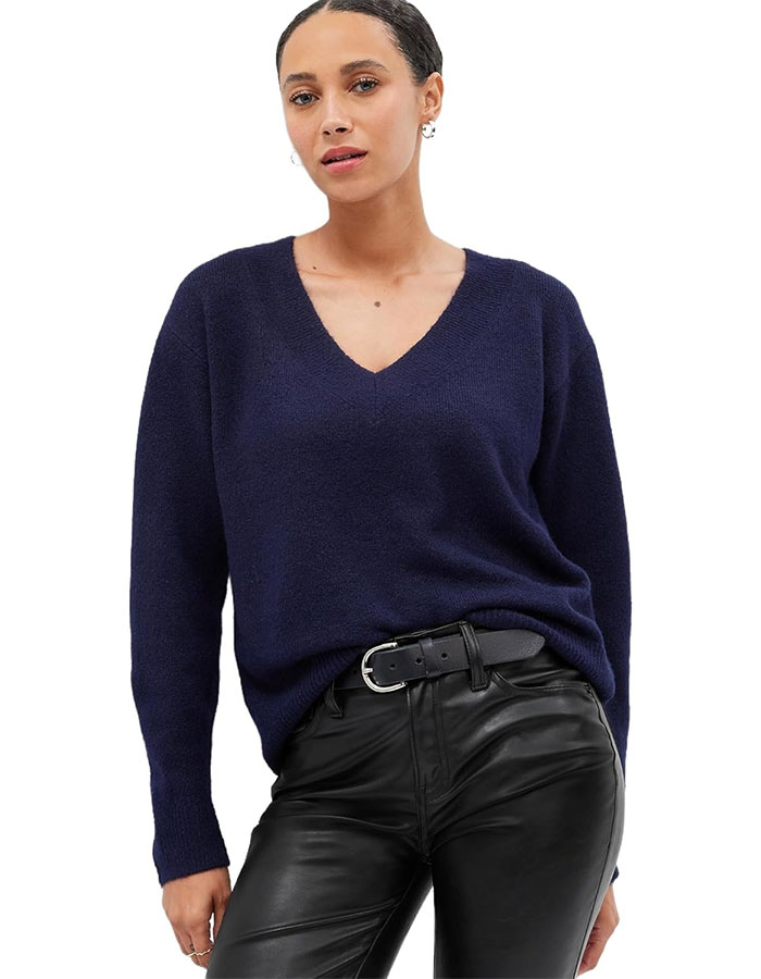 Gap Womens Forevercozy Vneck Sweater Navy Uniform S