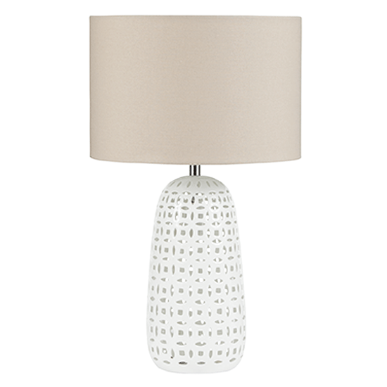 pink top table lamp and white designed bottom