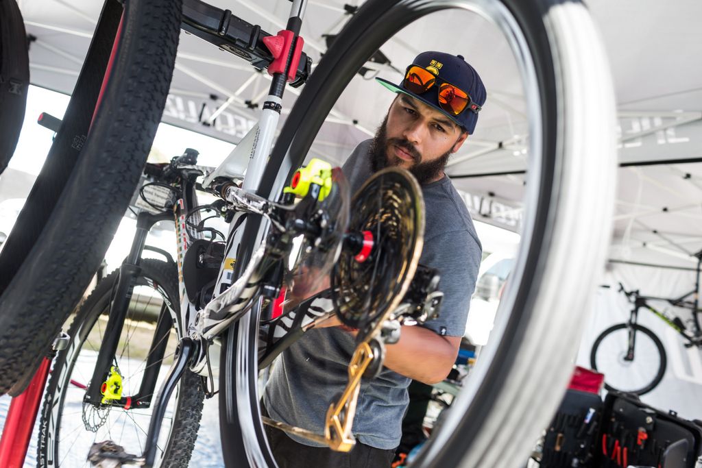 A mechanic makes sure everything is ticking along