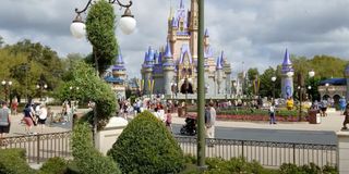 Cinderella's Castle side vantage point Walt Disney World, our photo.