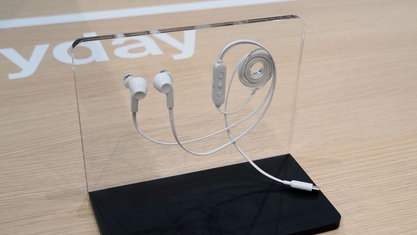 The Belkin Soundform USB-C wired earbuds on display at IFA.