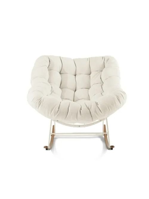 Better Homes & Gardens Marlow Papasan Outdoor Rocking Chair, Cream