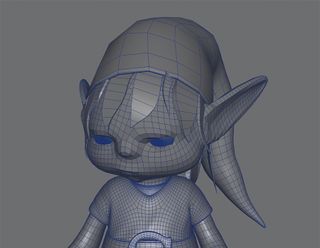 The decimated model is exported to Maya