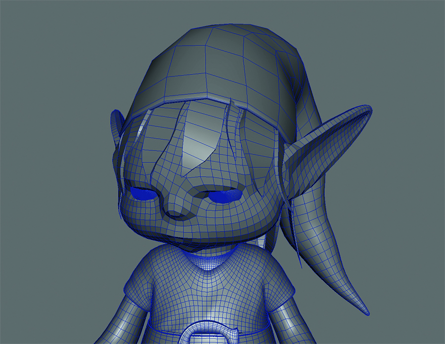 The decimated model is exported to Maya
