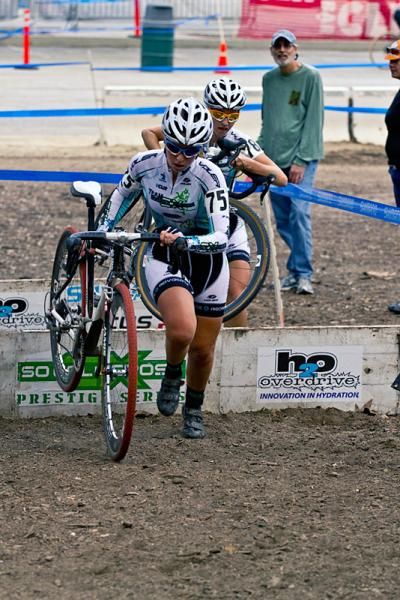 Kendall Ryan (The Team - Socalcross) tackles a section of barriers.