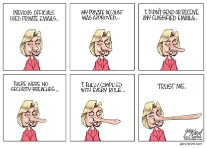 Political Cartoon U.S. Hillary Emails 2016