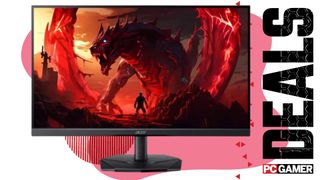 Acer gaming monitor on a pink deals background