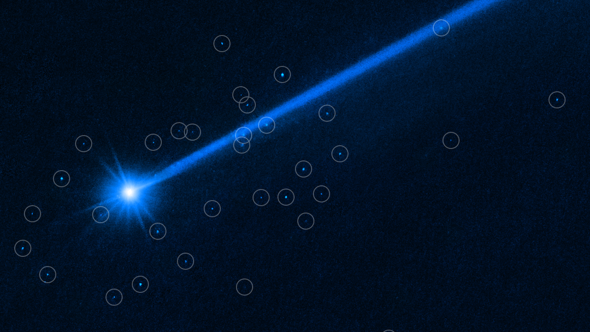 Hubble telescope spies a cloud of space rocks from the DART effect (photos)