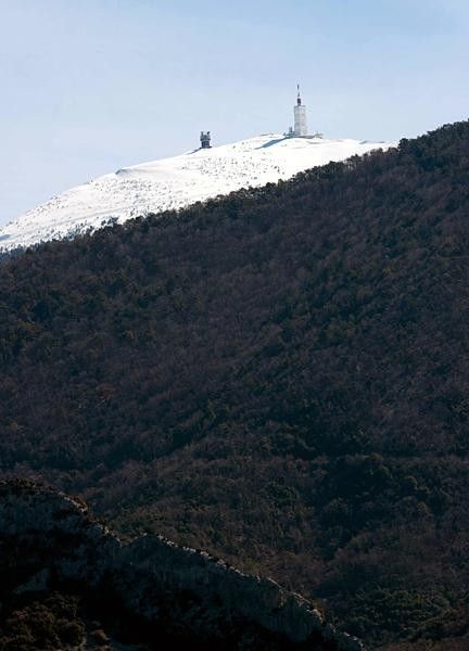 The snow-covered mountain top
