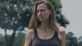 Maggie in gray shirt outdoors in Teacup