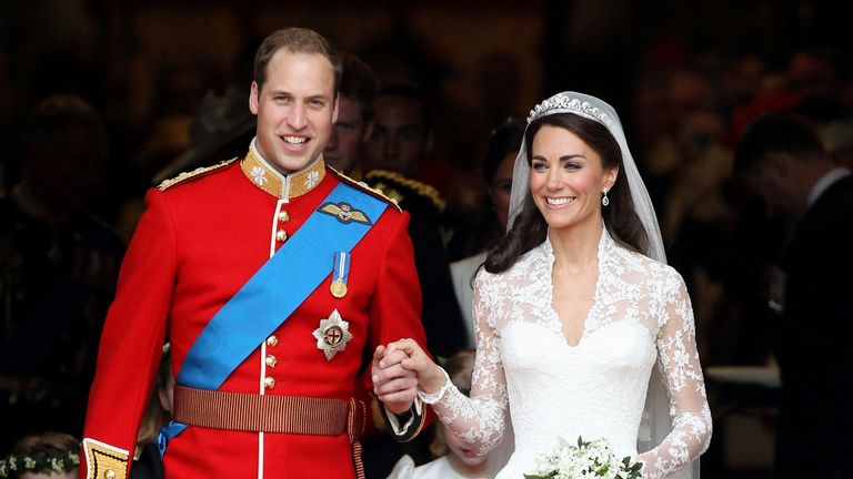 LONDON, ENGLAND - APRIL 29: TRH Prince William, Duke of Cambridge and Catherine, Duchess of Cambridge smile following their marriage at Westminster Abbey on April 29, 2011 in London, England. The marriage of the second in line to the British throne was led by the Archbishop of Canterbury and was attended by 1900 guests, including foreign Royal family members and heads of state. Thousands of well-wishers from around the world have also flocked to London to witness the spectacle and pageantry of the Royal Wedding. (Photo by Chris Jackson/Getty Images)