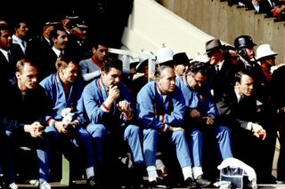 Jimmy Greaves, dressed in his suit, watched the 1966 World Cup final from the touchline