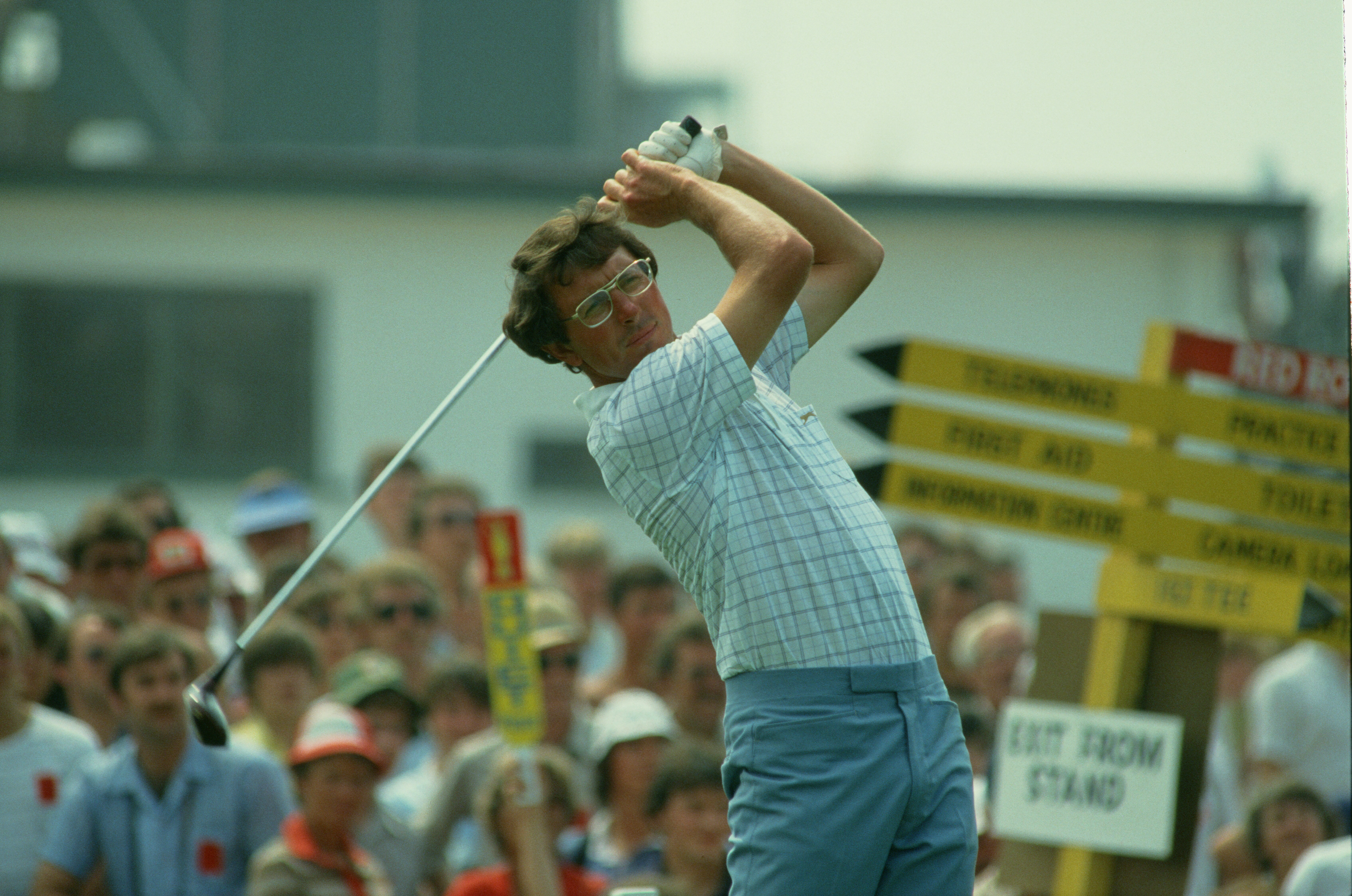 Hale Irwin hits a drive when in contention to win the 1983 Open at Royal Birkdale