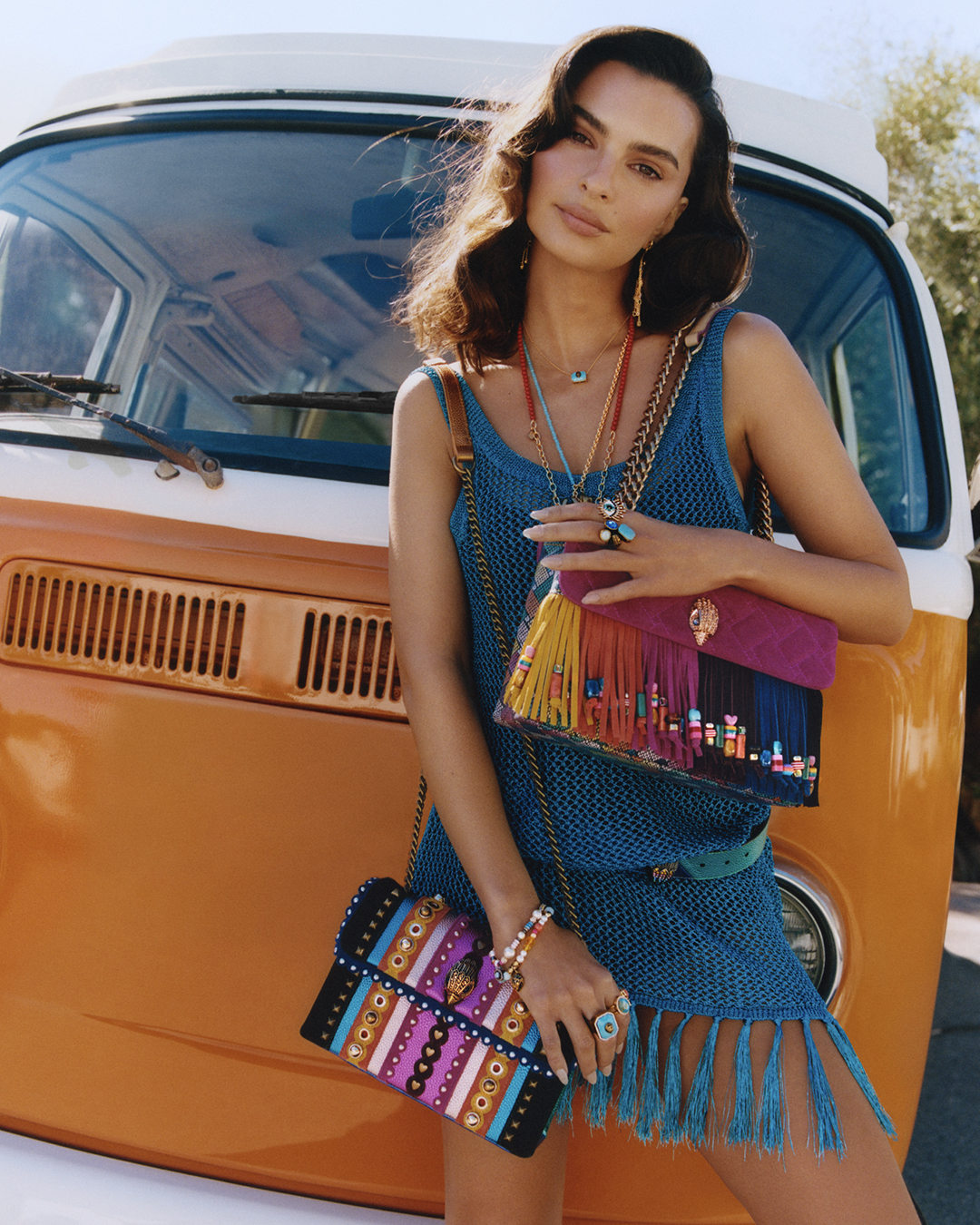 Emily Ratajkowski starring in Kurt Geiger's High Summer 2025 campaign.